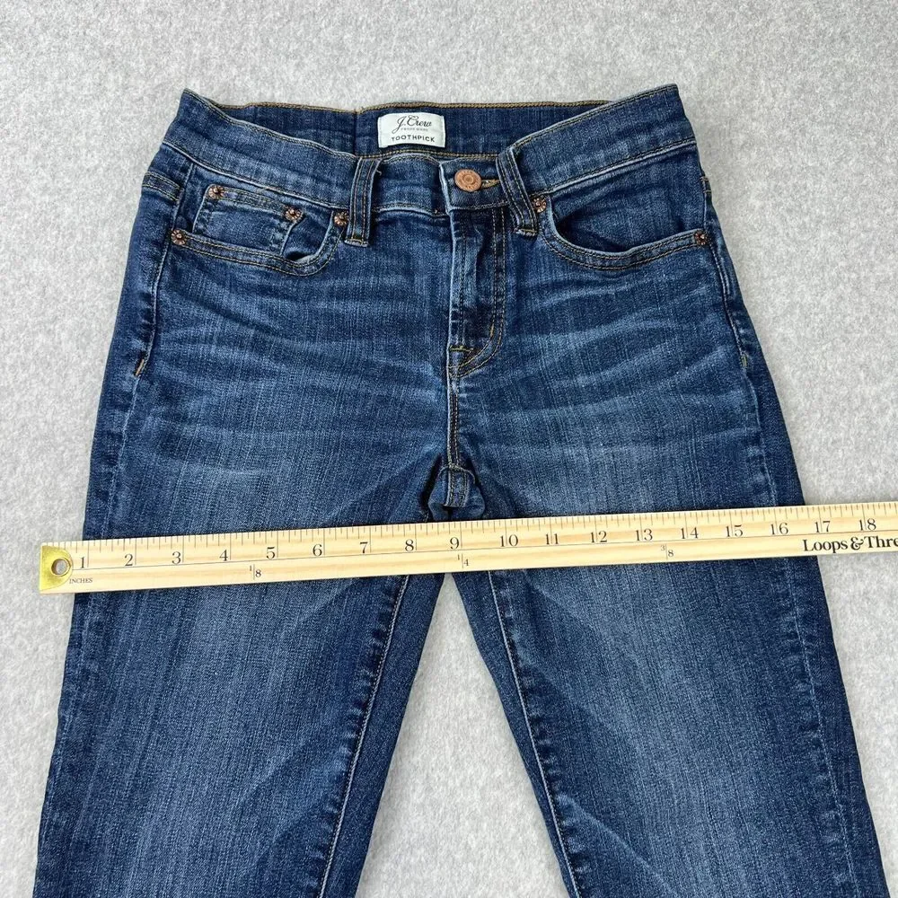 J. Crew Curvy Toothpick Jeans, Size 24, Dark Blue Wash, High-Rise Skinny‎ Fit